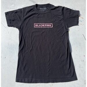 Women's BlackPink T-Shirt Black Logo S K-Pop Music Face Singer R&B Korean Casual